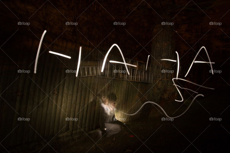 "HA HA" light drawing