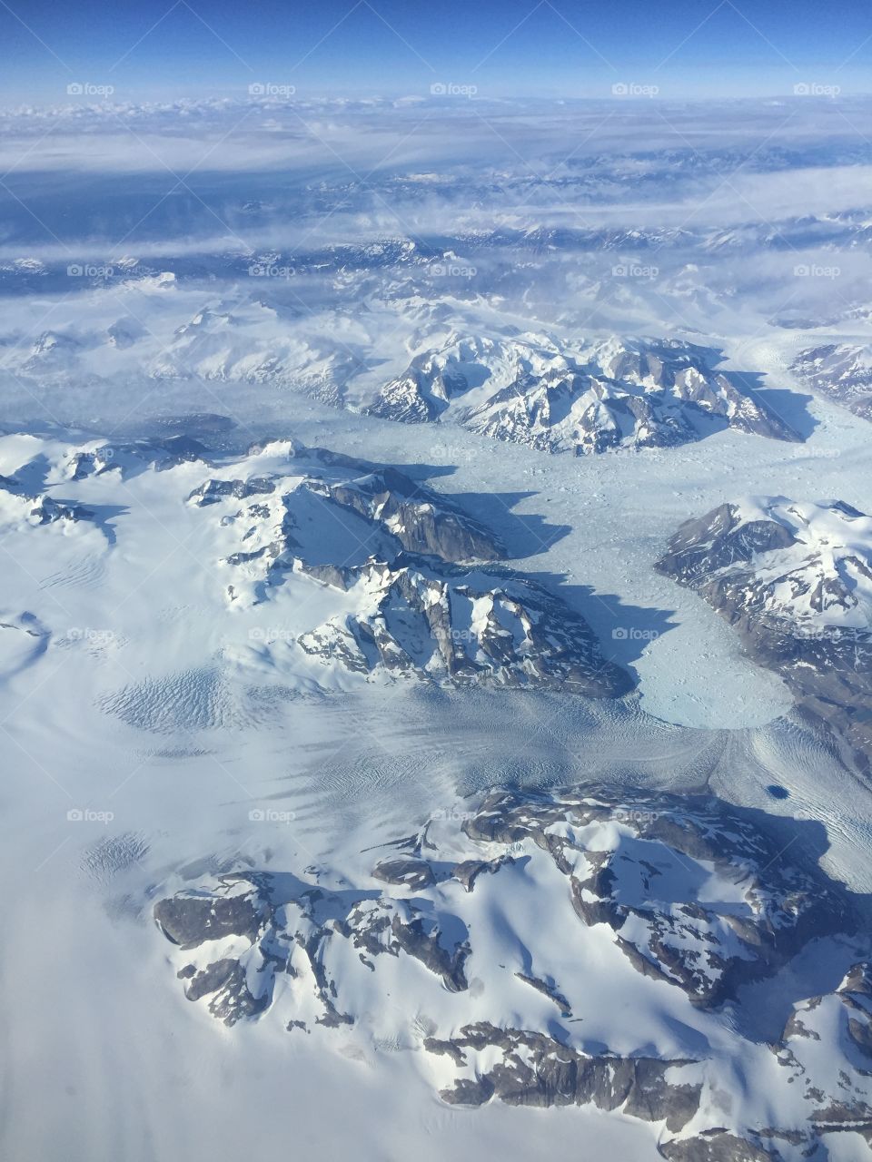 Aerial view of mountains in winter