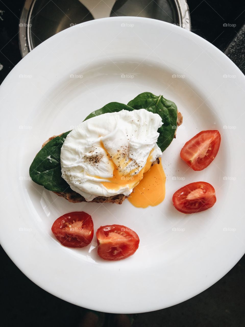 Poached egg on the plate