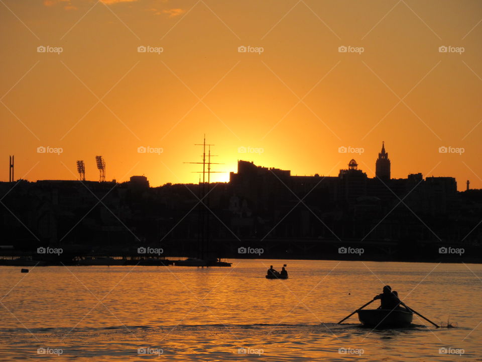 sunset in the city of Voronezh in July