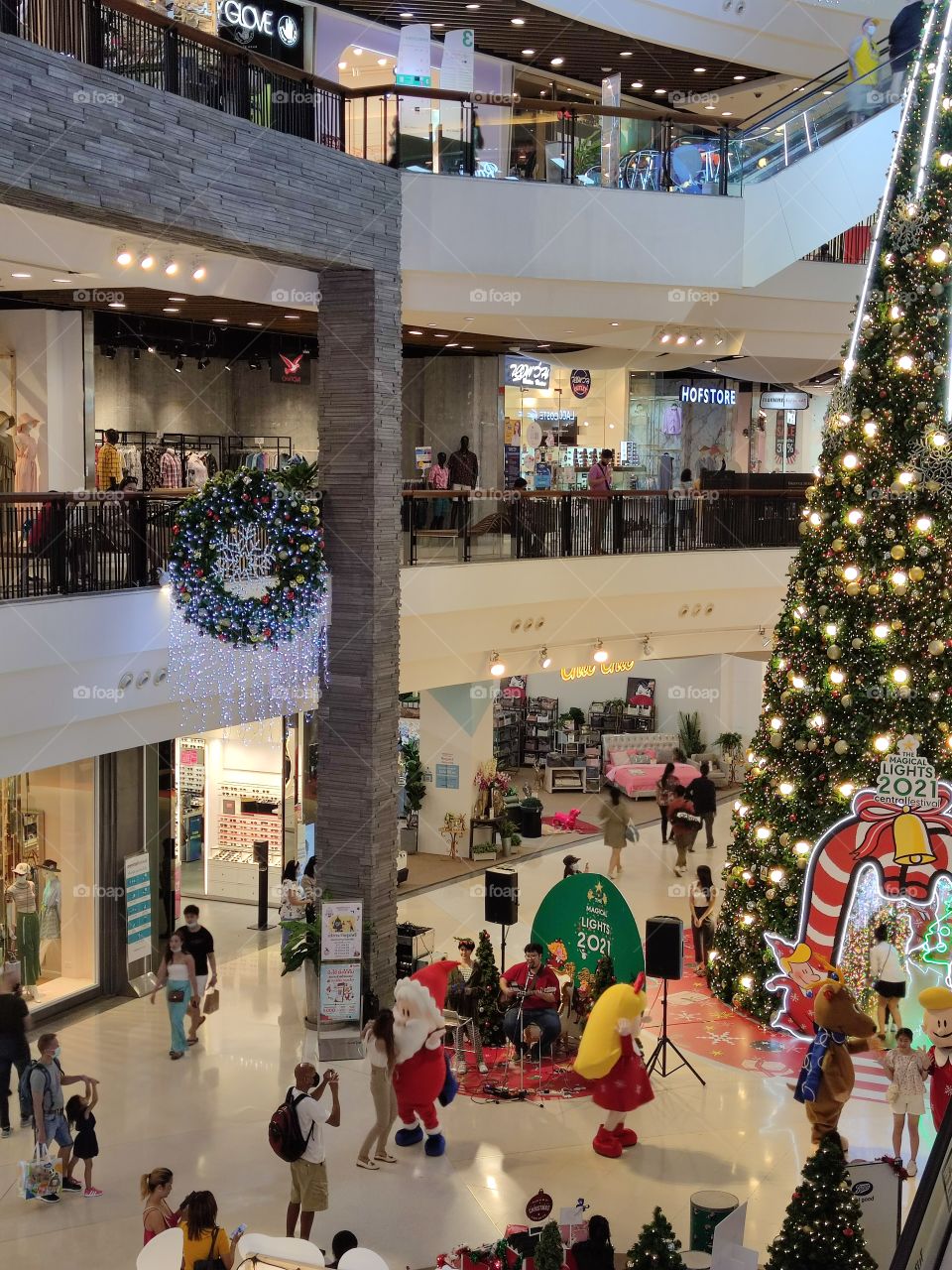 Gigantic Christmas tree inside a shopping mall