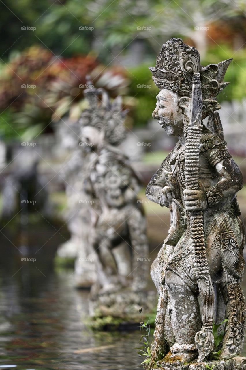 Views at a beautiful Hindu water temple in Bali, Indonesia at midday. 