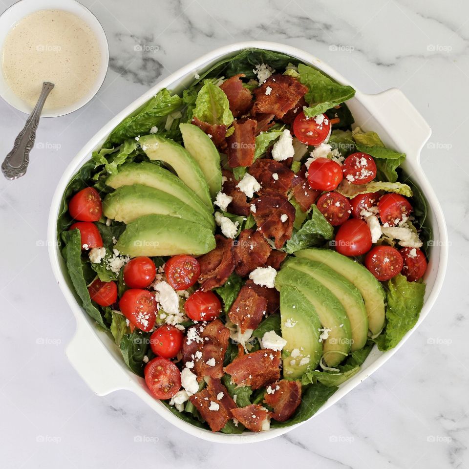 Tomato Bacon Avocado Salad with Southwest Ranch Dressing 