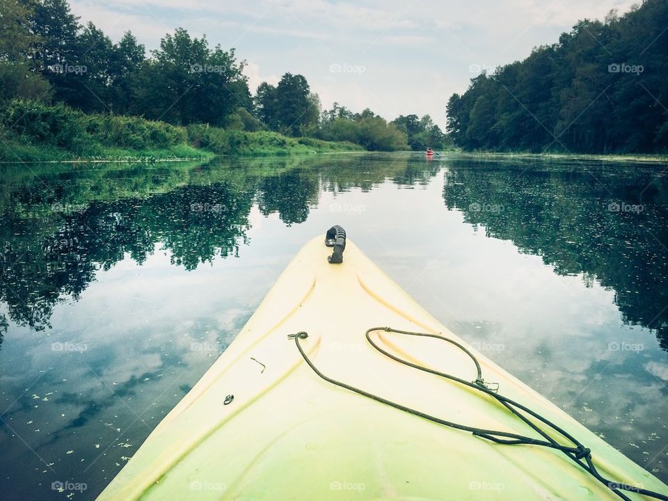 Kayak on a pure river