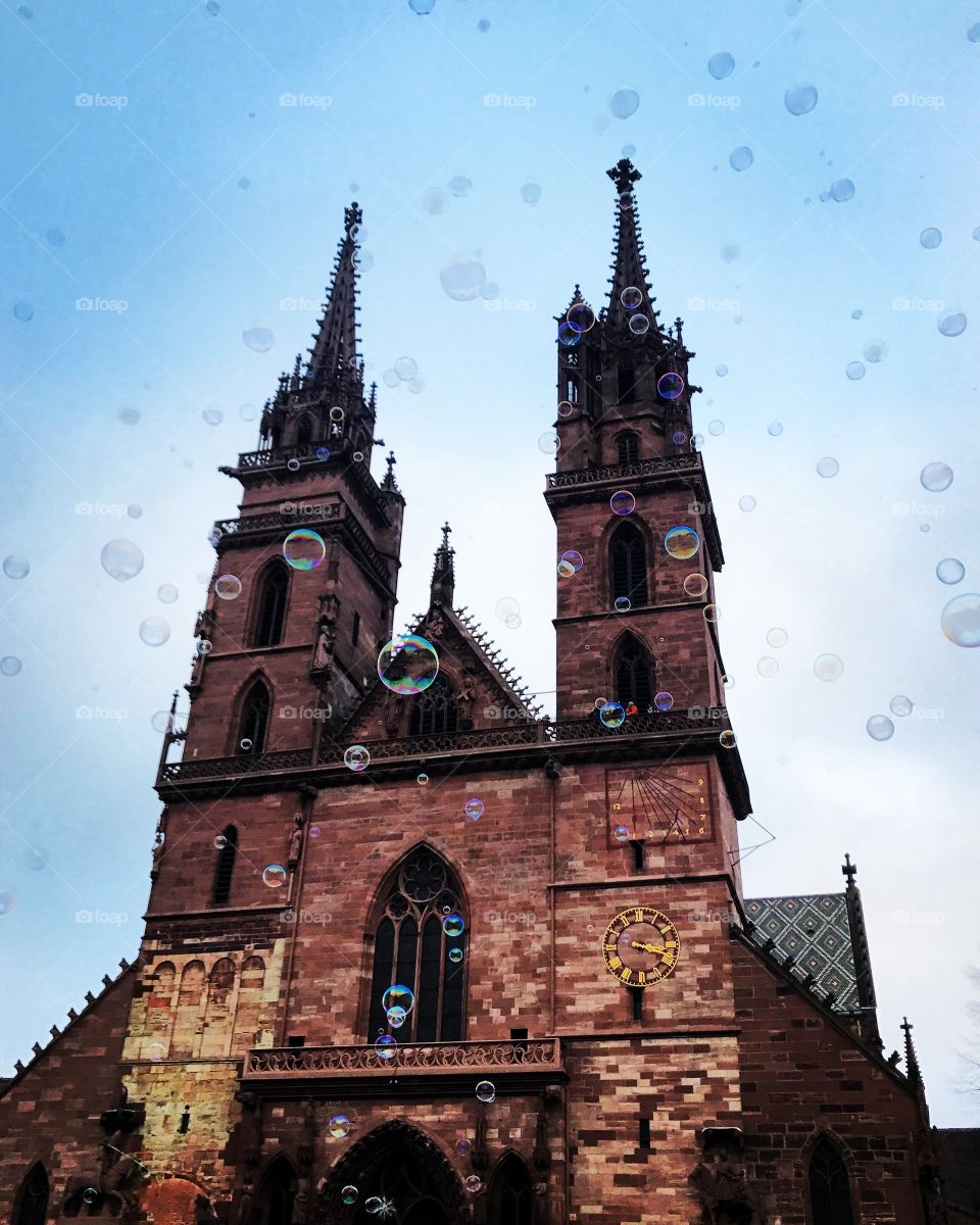Basel church in the bubbles. 