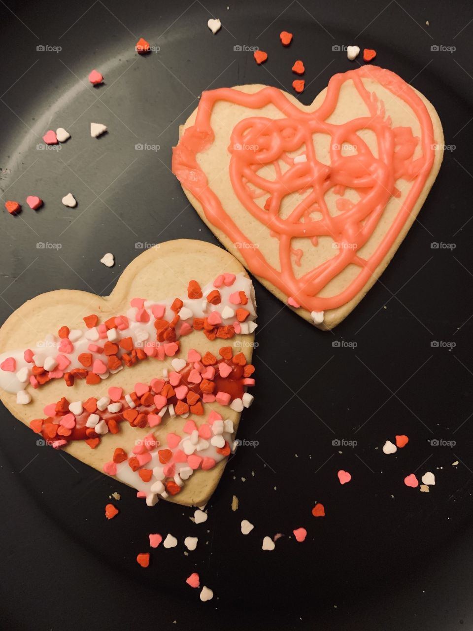 Plate of Valentine’s Day cookies 