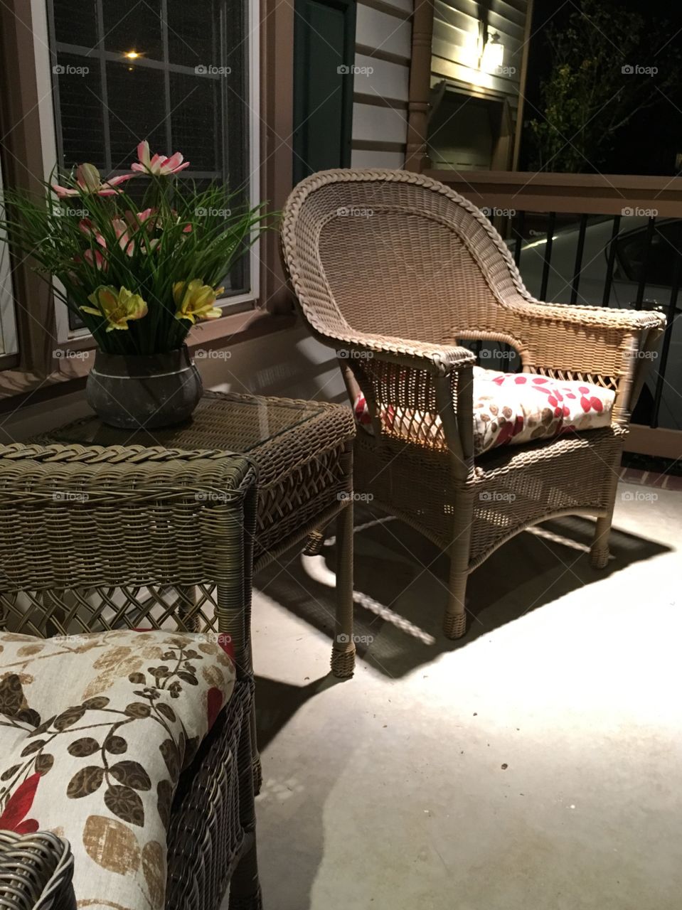 Front porch wicker seats