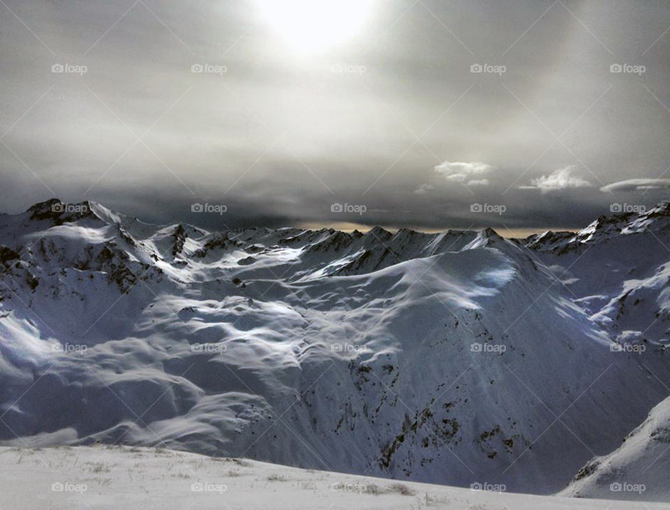 Snowcapped mountain during winter