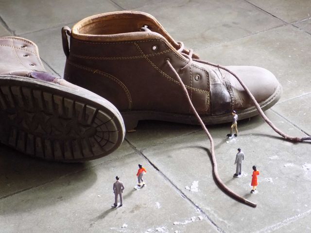 Lilliput world, giant lord's shoes