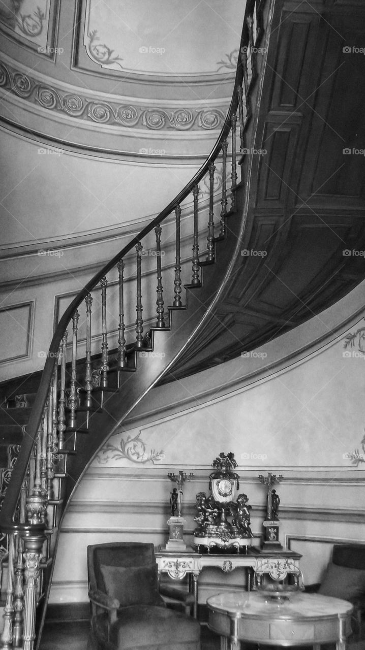 Black and White. Inside of Castle