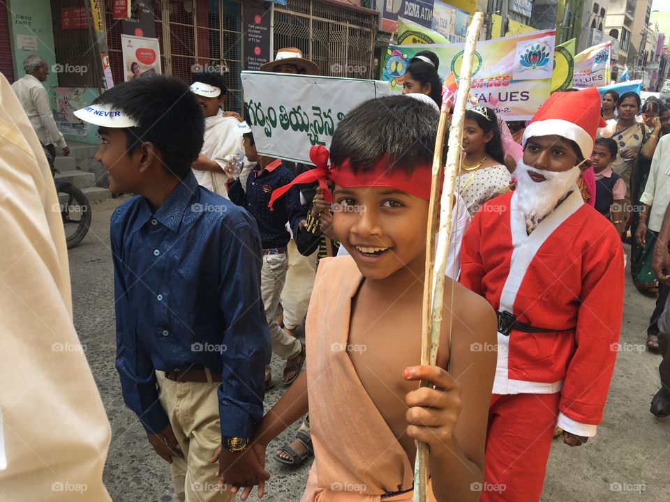 Children dressed as social activist and going on a parade