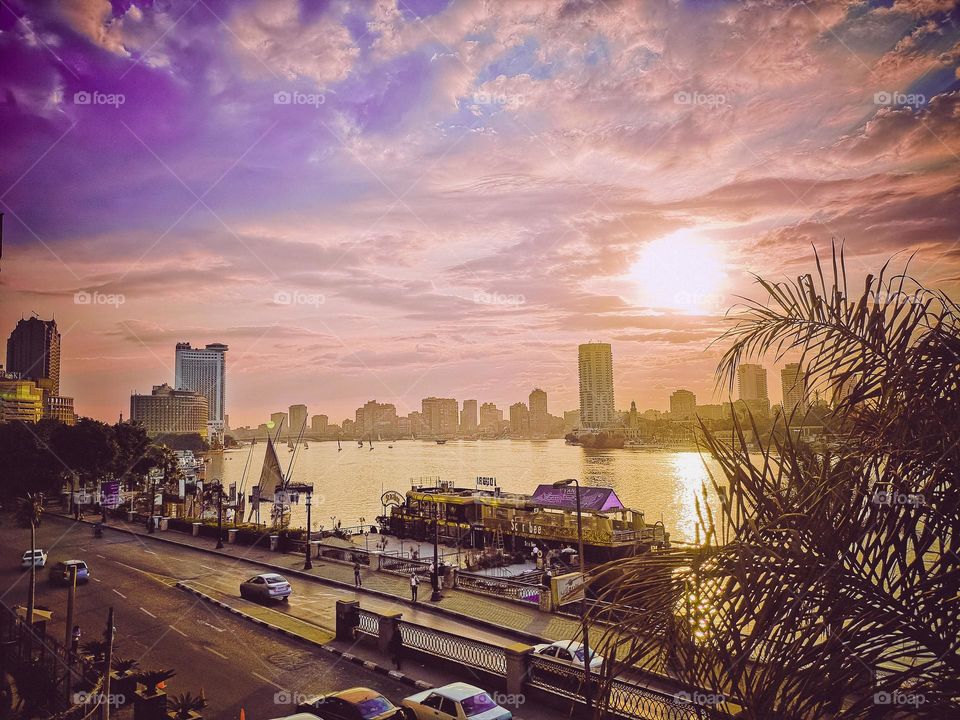 A sunny November day in Cairo, on the banks of the river Nile. Taken from the Cairo Semiramis Intercontinental Hotel.