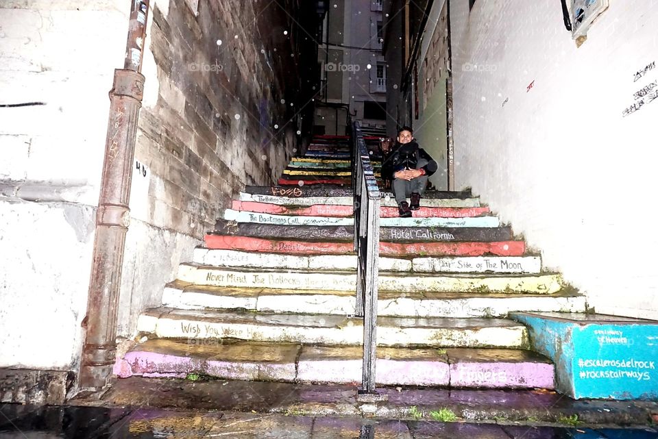 Ladders#colors#human#night#rain#drops