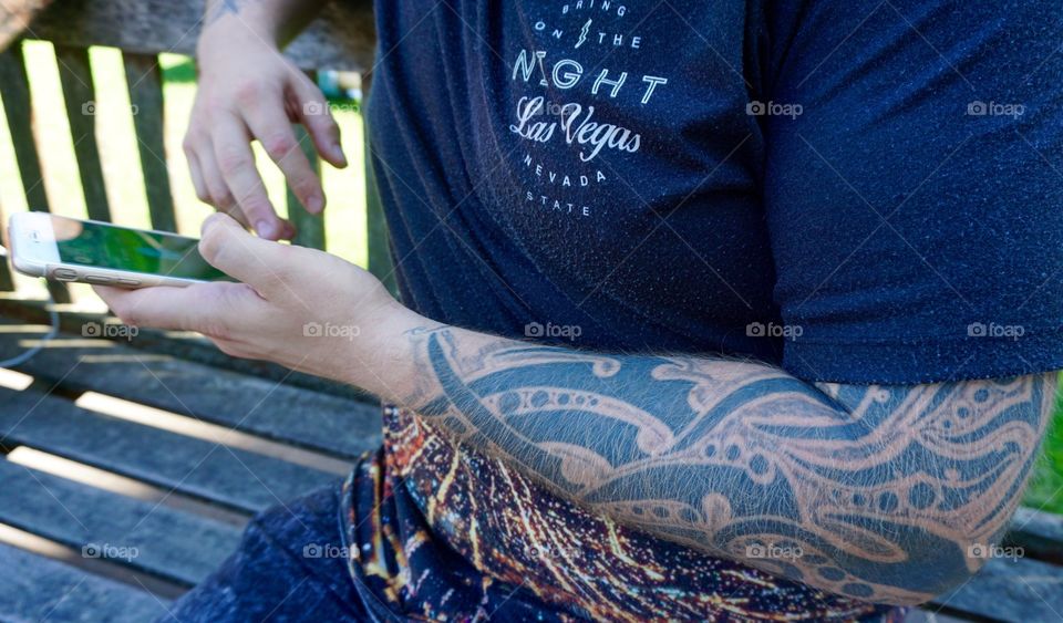 Visiting Edinburgh during the festival and this kind guy let me photograph his interesting tattoo ...