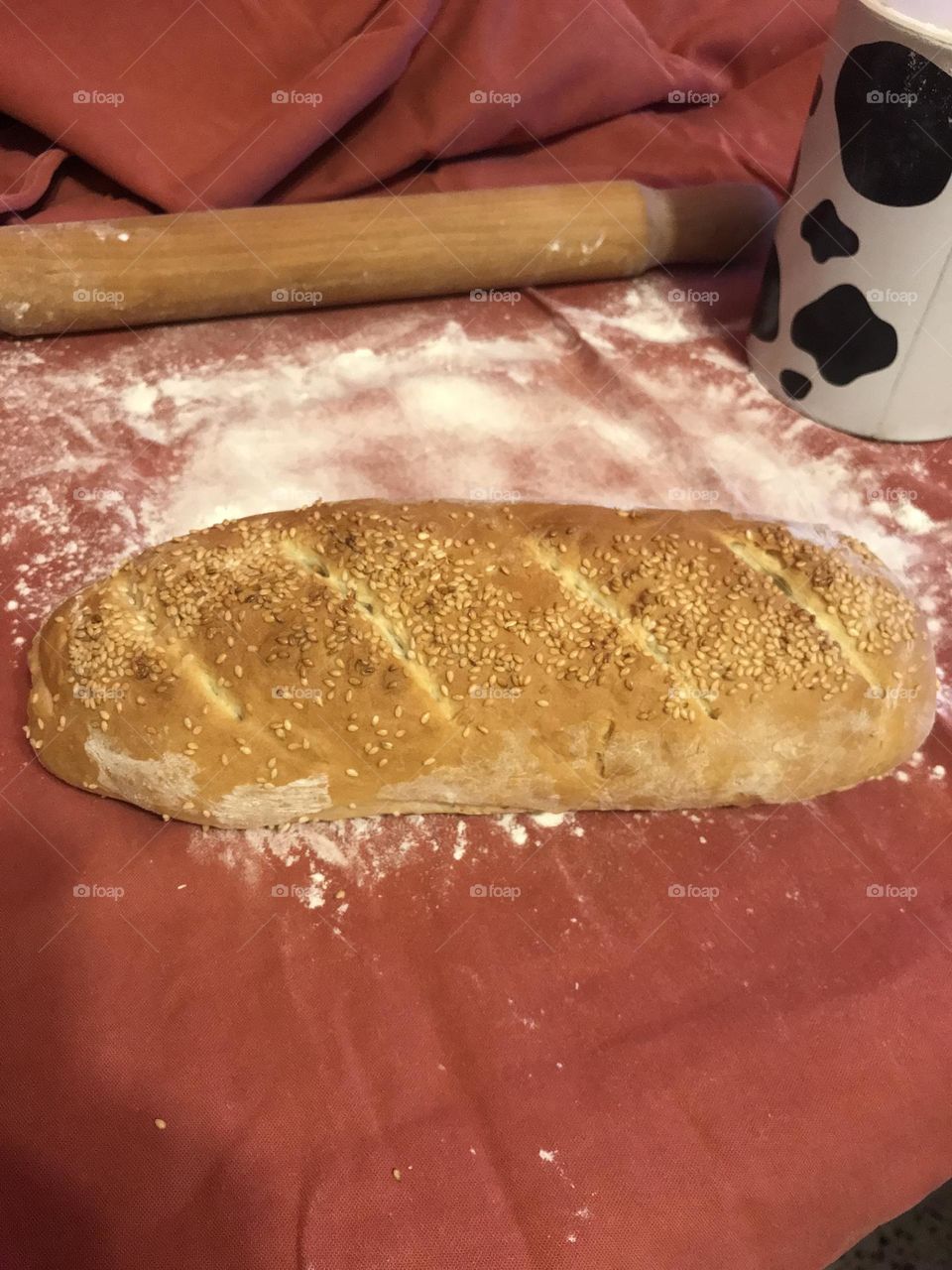 Homemade bread with sesame seeds