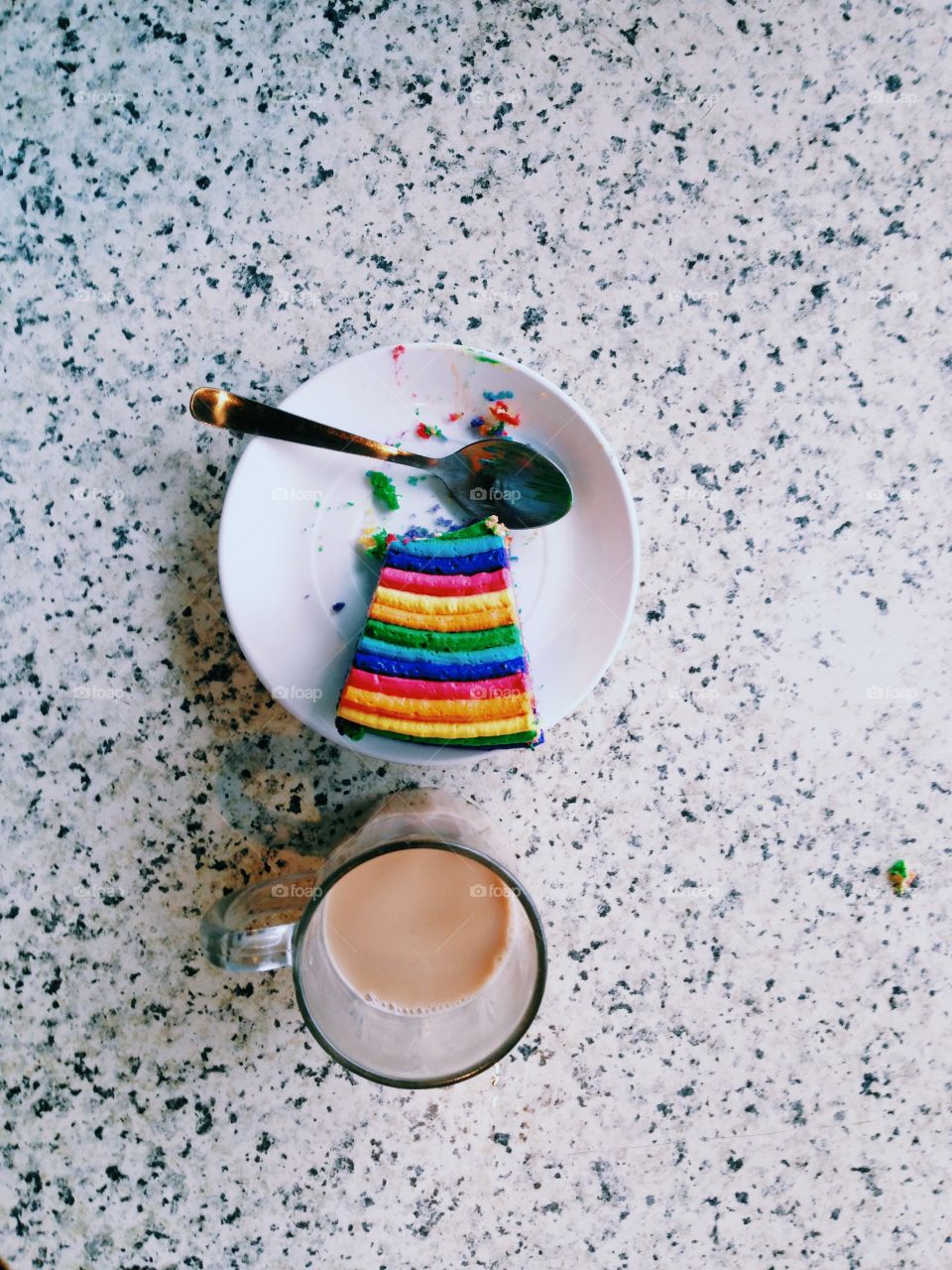 Perfect Combination Rainbow Cake With Hot Tea 
