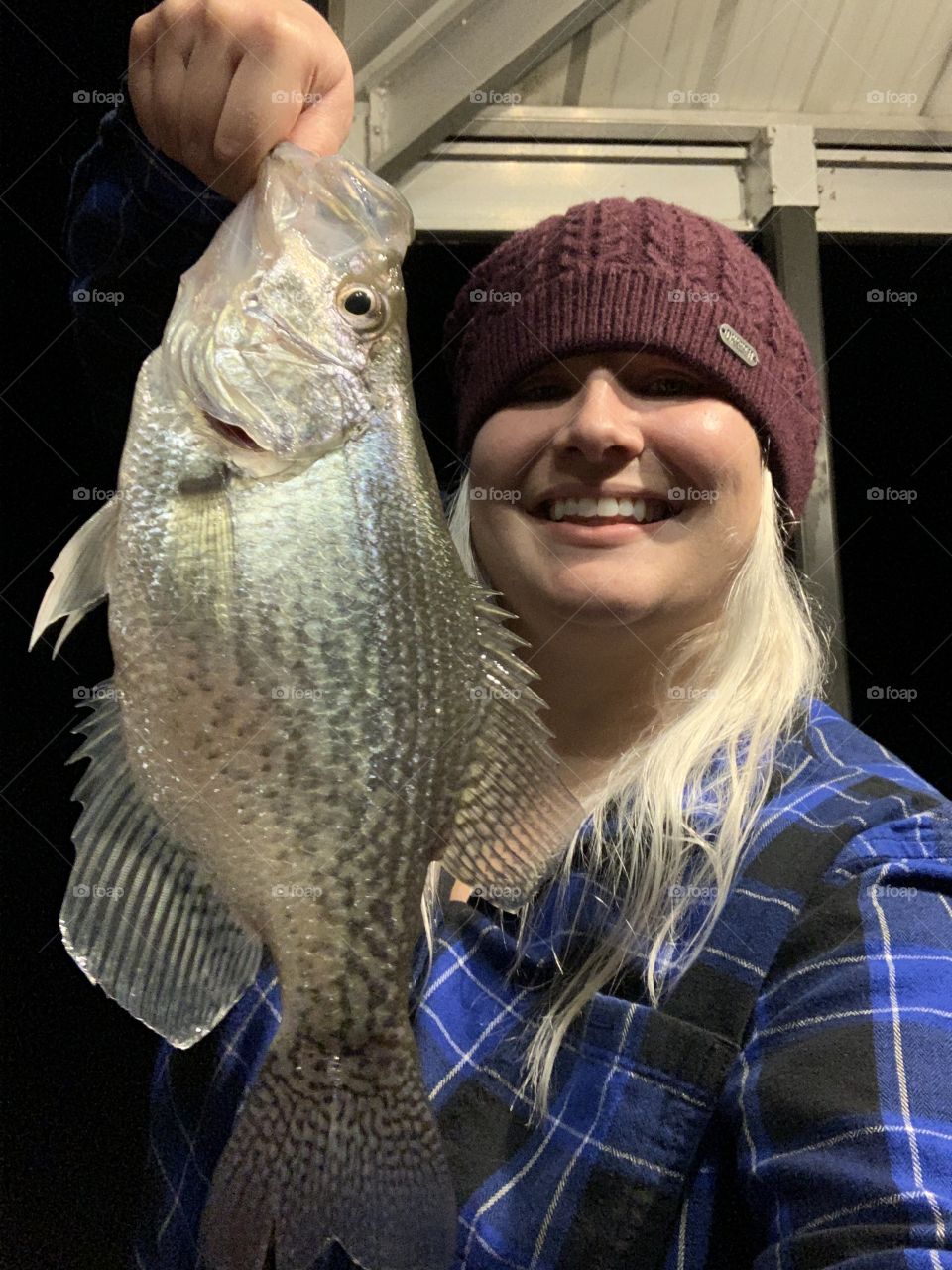 Fishing for crappie at night time 