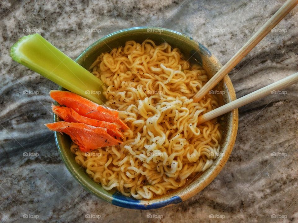 Delicious hot ramen noodles