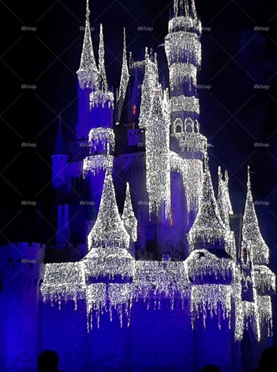 Disney kingdom park in Christmas lights