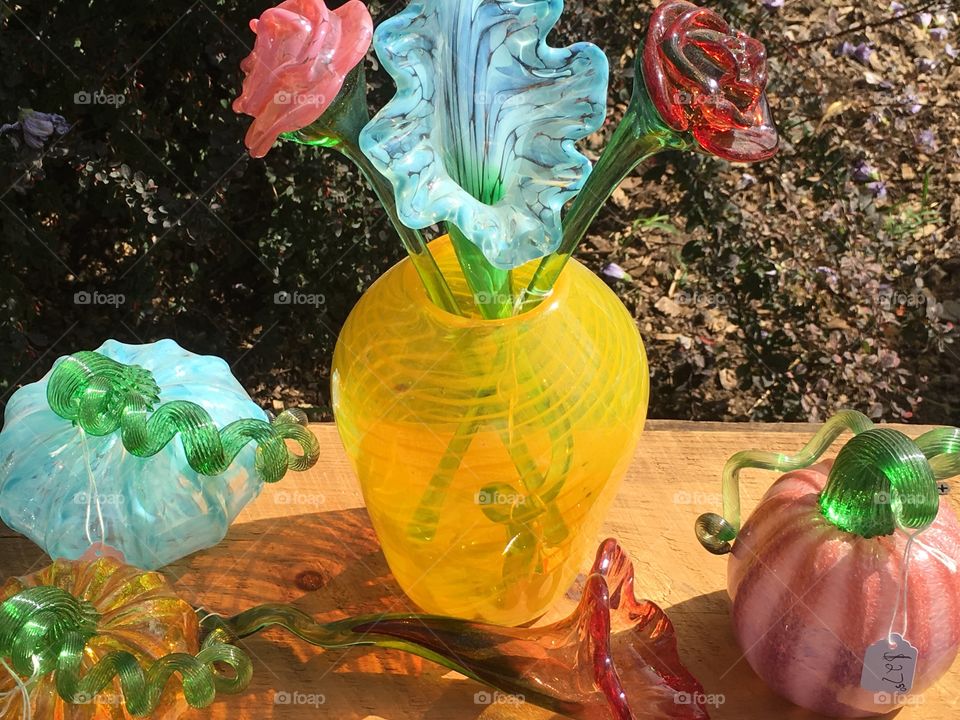 Glass vase and flowers 