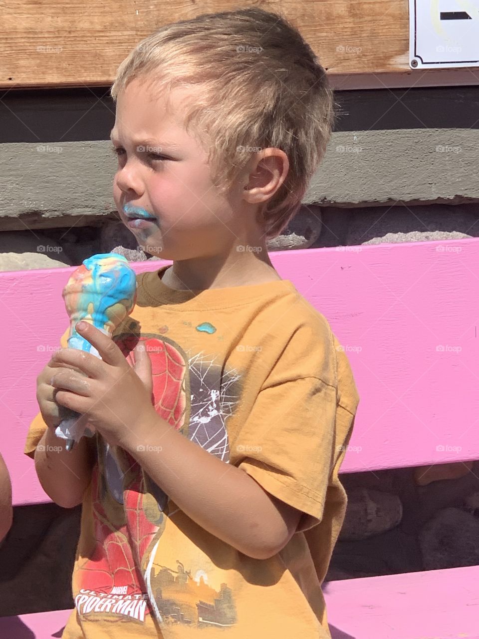 Messy ice cream face 