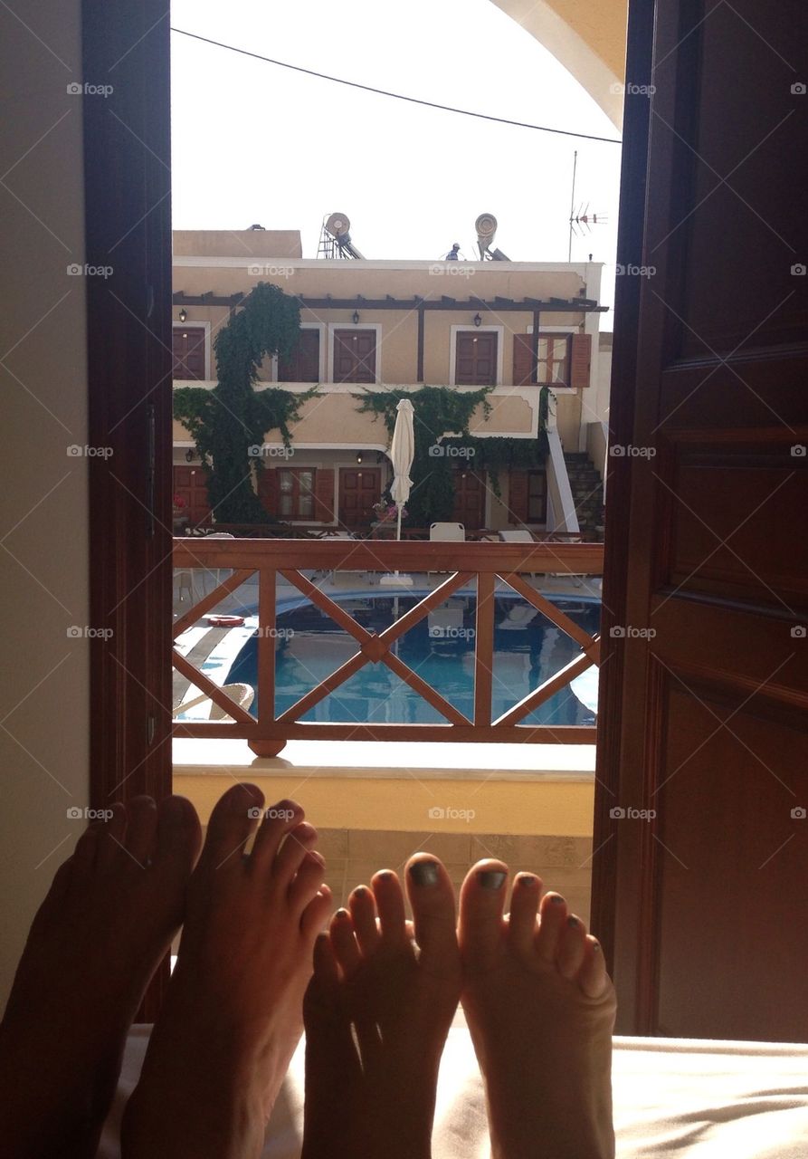 A few feet from the pool