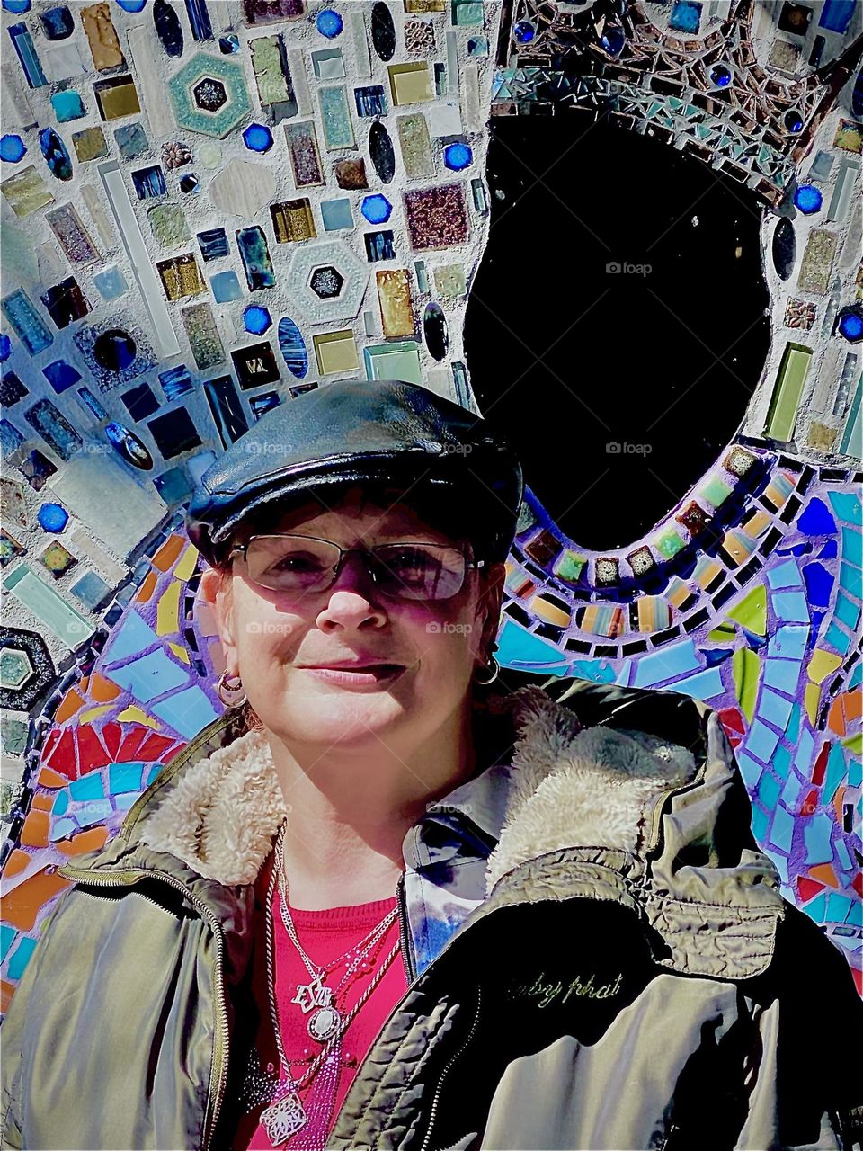 The “Notorious B.I.G.” mosaic features a cutout with a mirror behind it just below the crown in the mosaic. However, you must be at least as tall as “Biggie” was so you can see yourself as the king. Obviously I’m too short. 2023. Hypnotic Productions