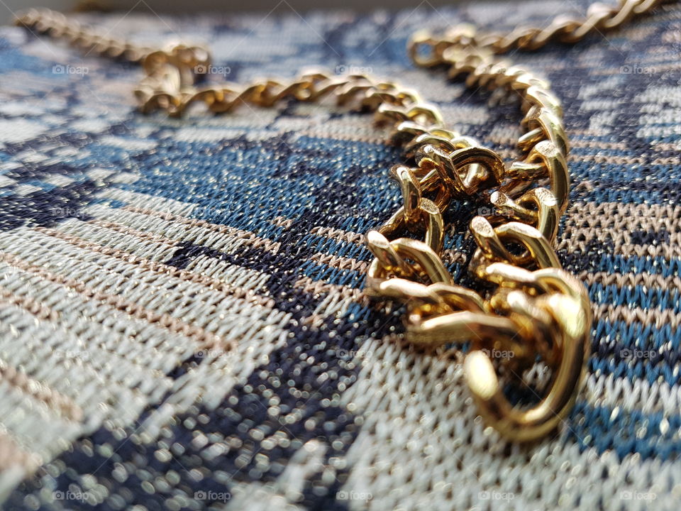 Close-up of gold necklace