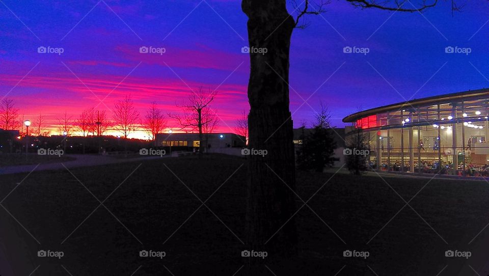 magic sunset over university