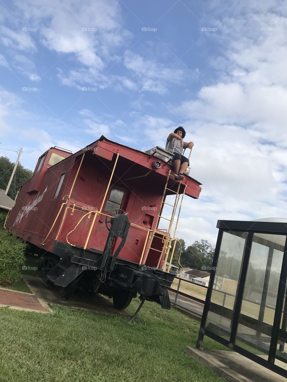 Contemplation on top of the train car!