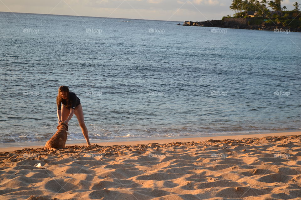 Playing at the beach 