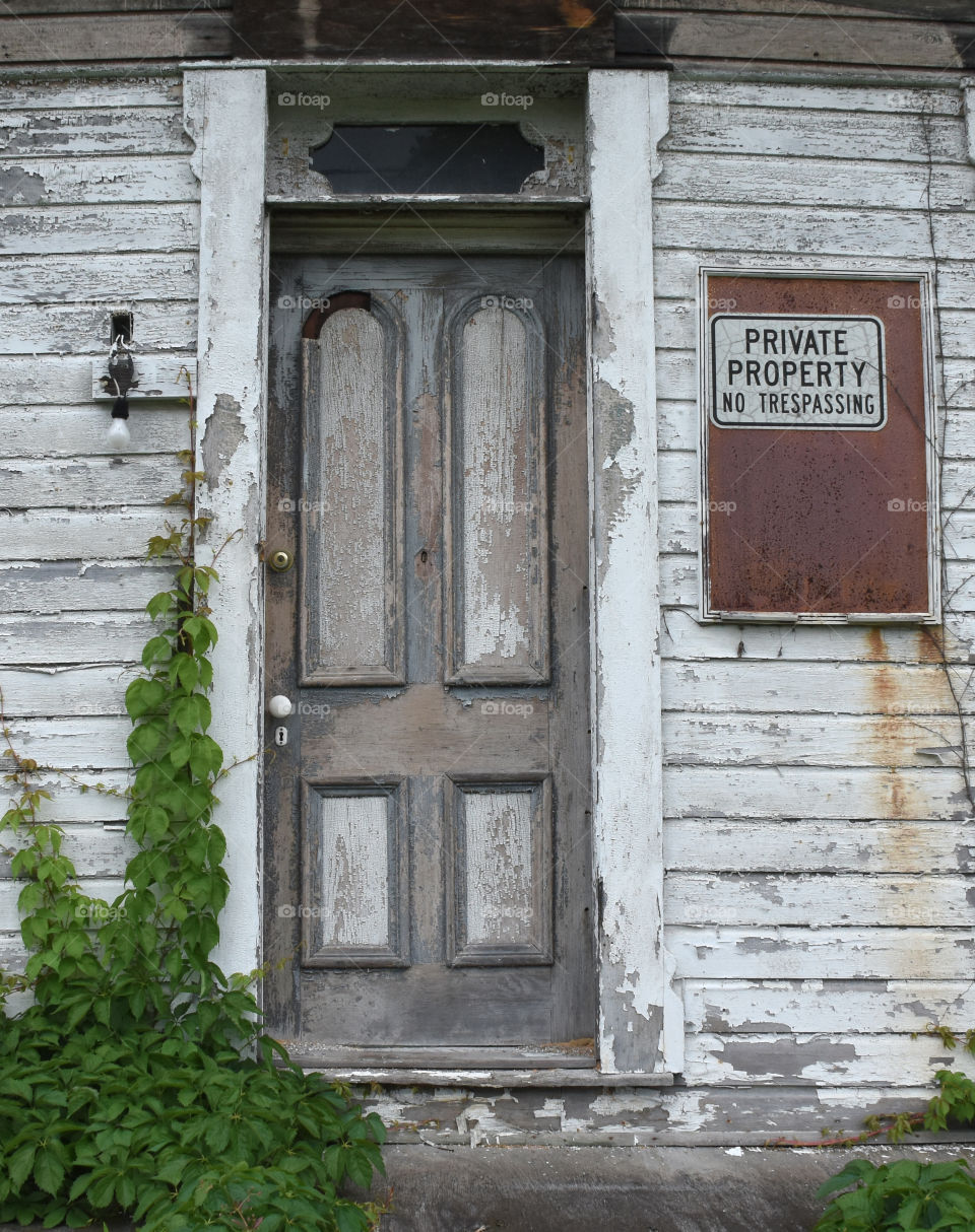 Abandoned house with ivy growing on the wall