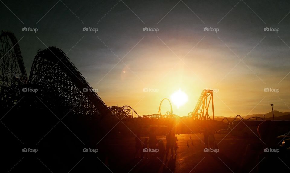 Sunset at Six Flags