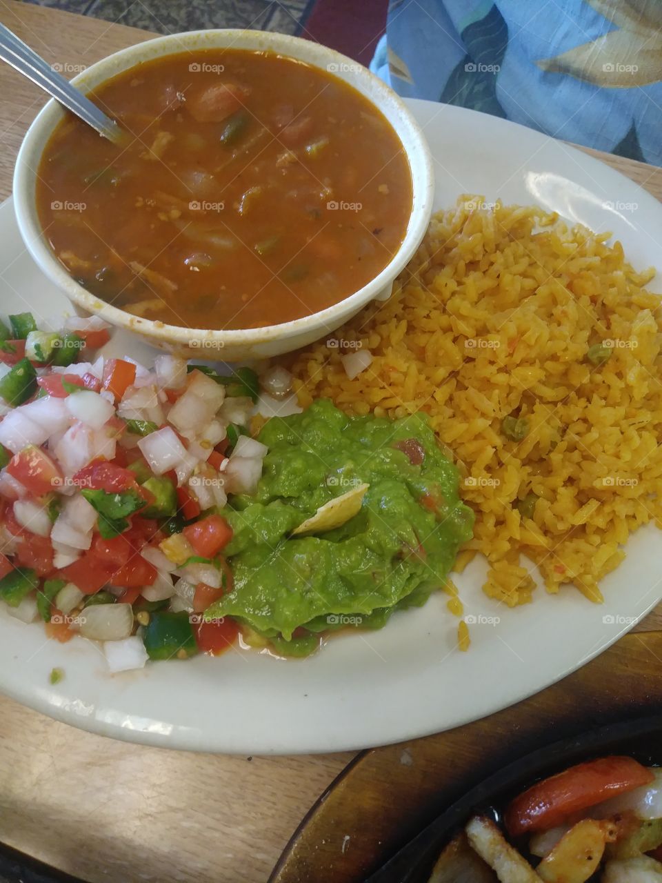 Mexican plate, rice, beans