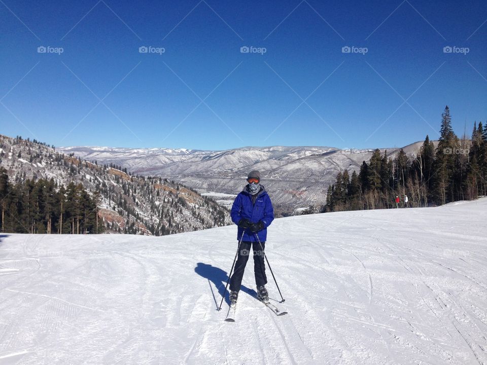 Skiing in the middle of the mountains