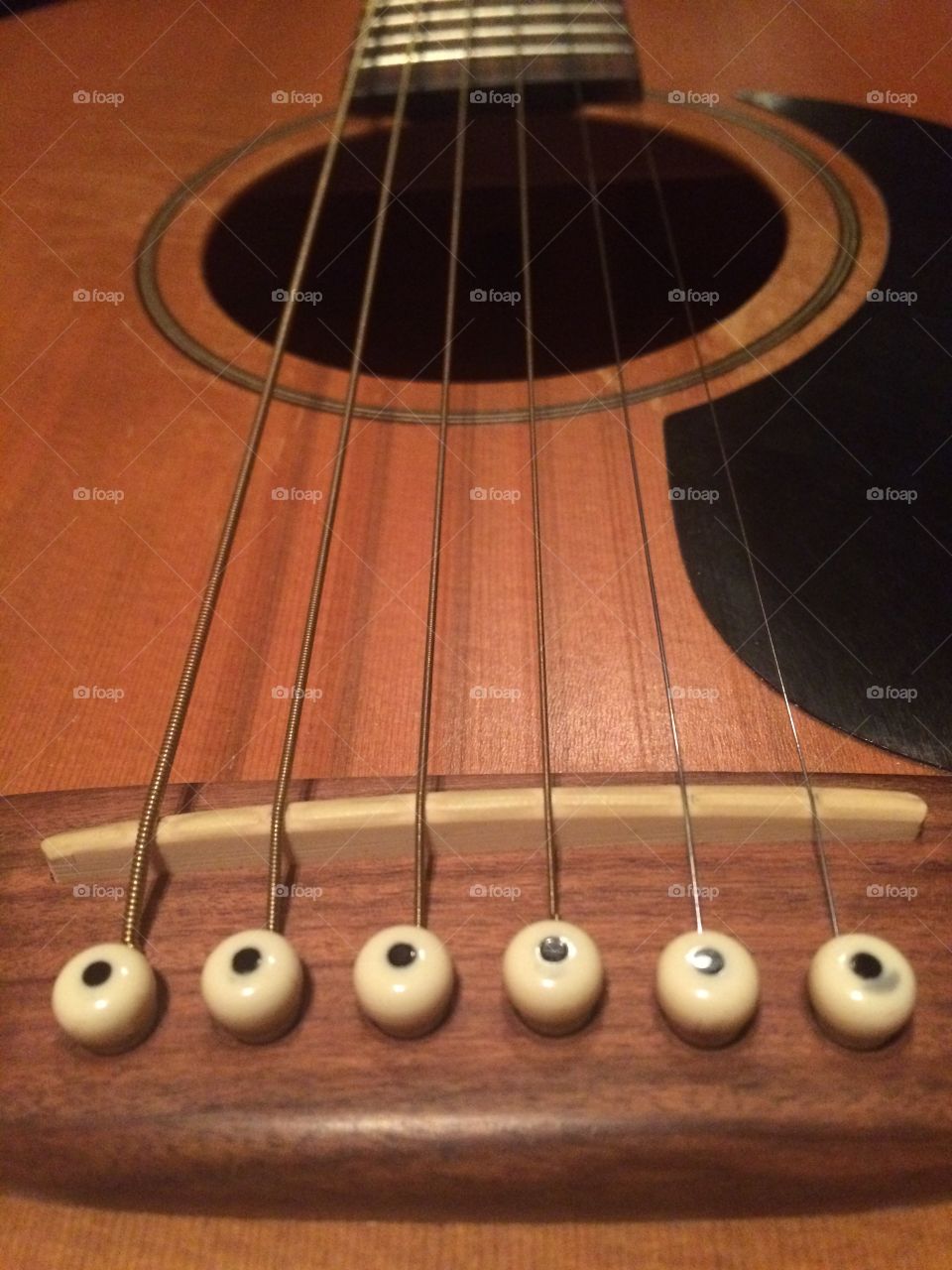 Guitar strings and bridge