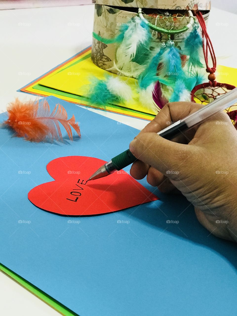 Creative love letter, writing love letter in a Creative method, colours will make life colourful