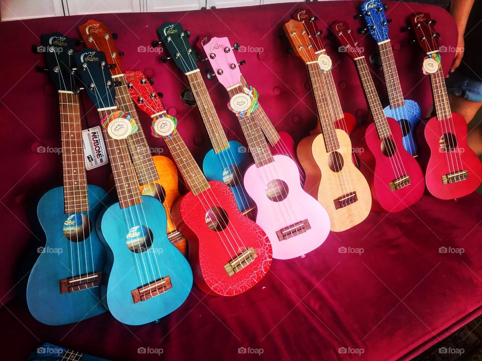 Ukulele in many colors 