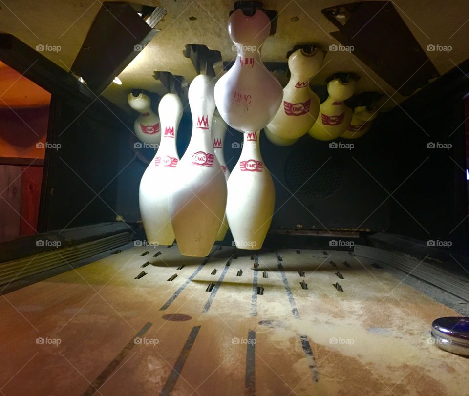 A Dusty Antique Shuffle Bowler Arcade Game Up Close at a Bar in December 2017