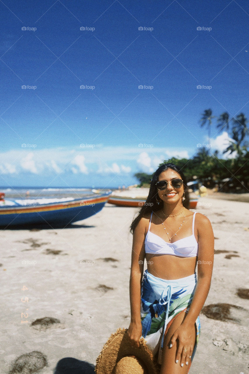 Sorrindo na praia de jericoacoara 