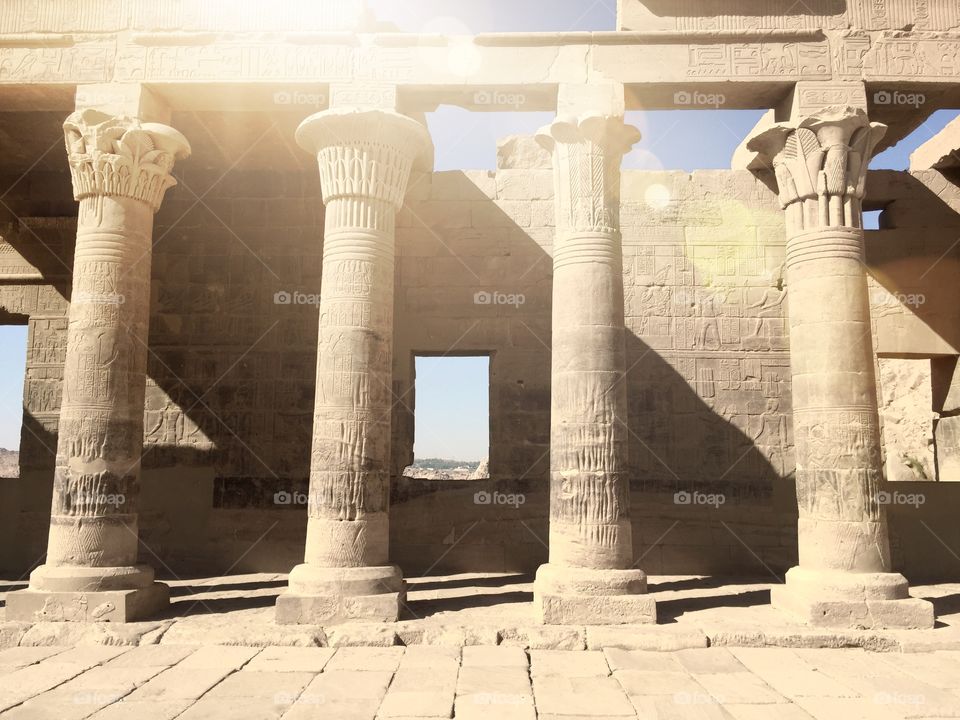 Sunlight coming down on Ancient Egyptian Temple