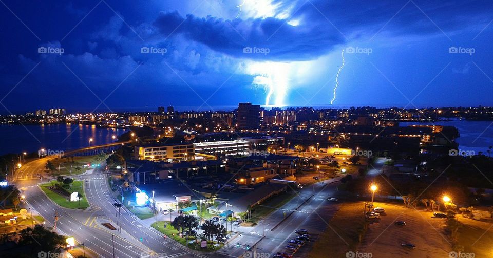 Lightning bolts. drone shot
