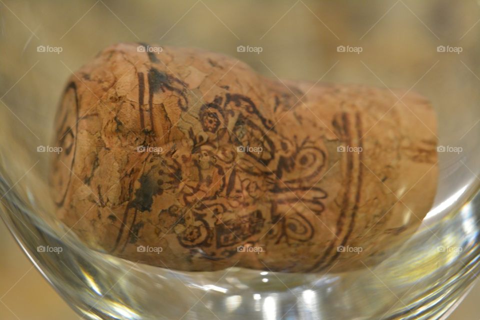 wine cork in wineglass