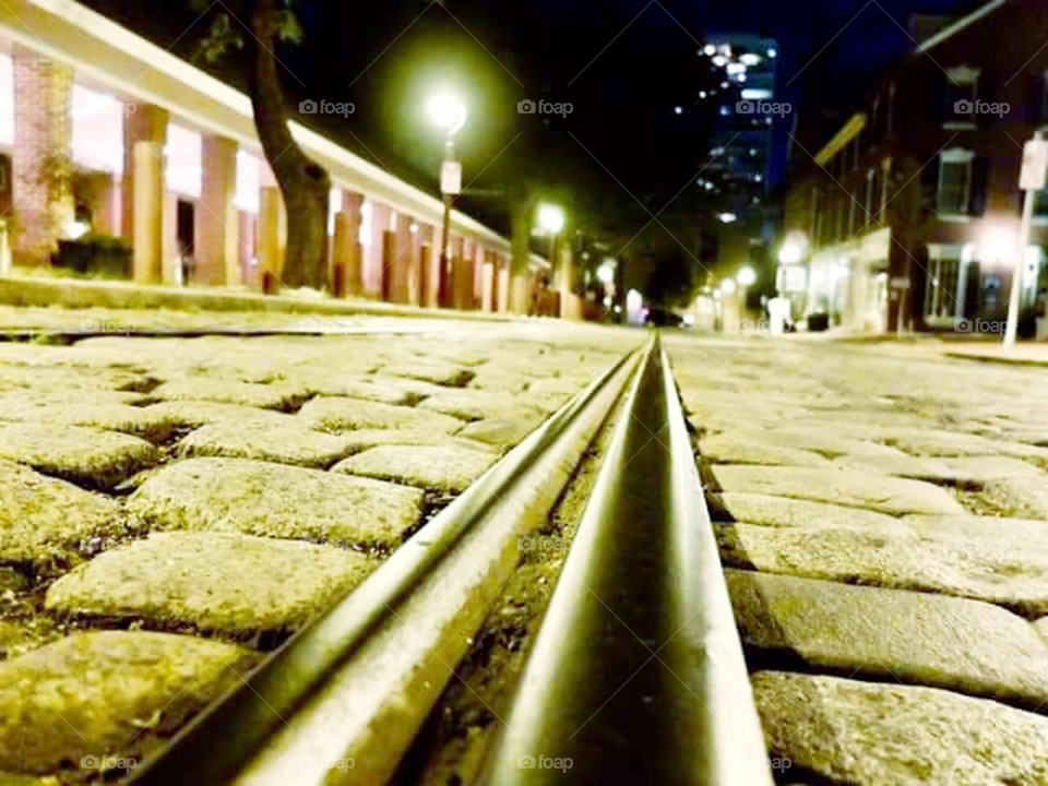 trolley track in the city