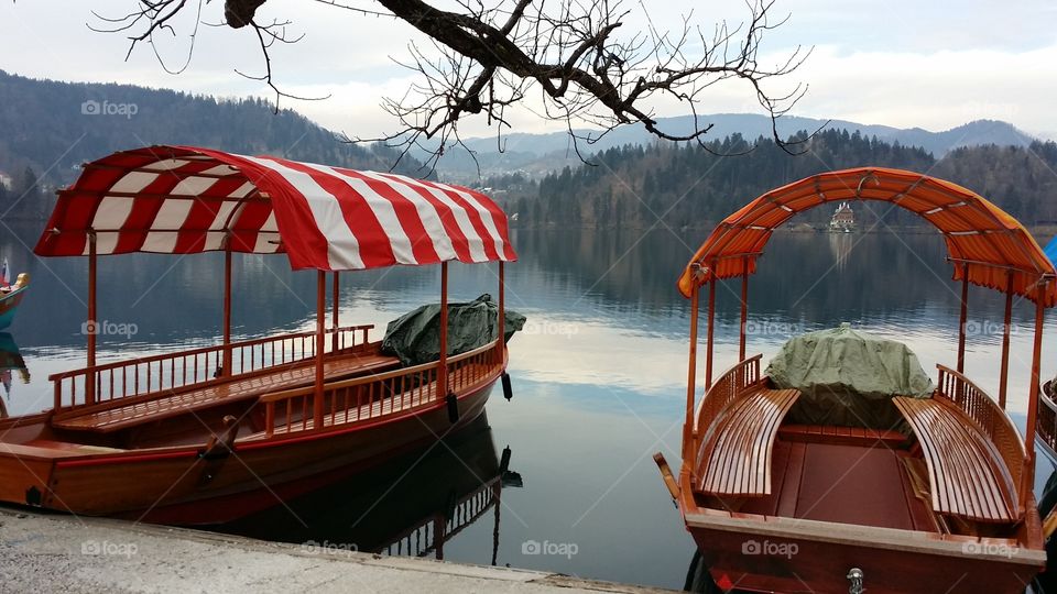 Boats on Lake Bled Slovenia