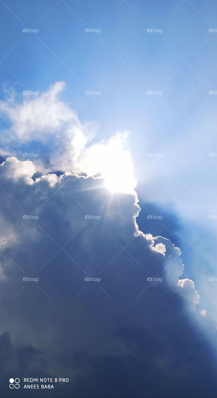 Beautiful White Thick Clouds  & Hot Sun playing Hide & Seek in the Sky  during a very Hot n Humid Summer day in Shopian locality on world famous Mughal Road in Kashmir Valley ( Jammu & Kash  IND) ... 
Nature's Will in View...