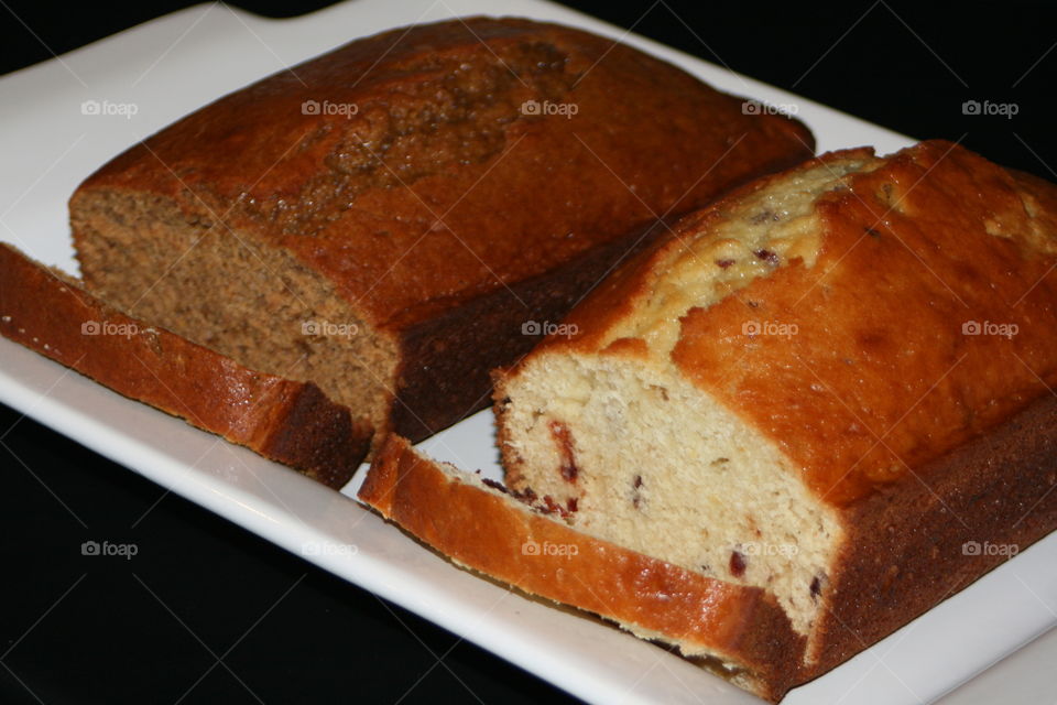 Pumpkin bread and cranberry bread