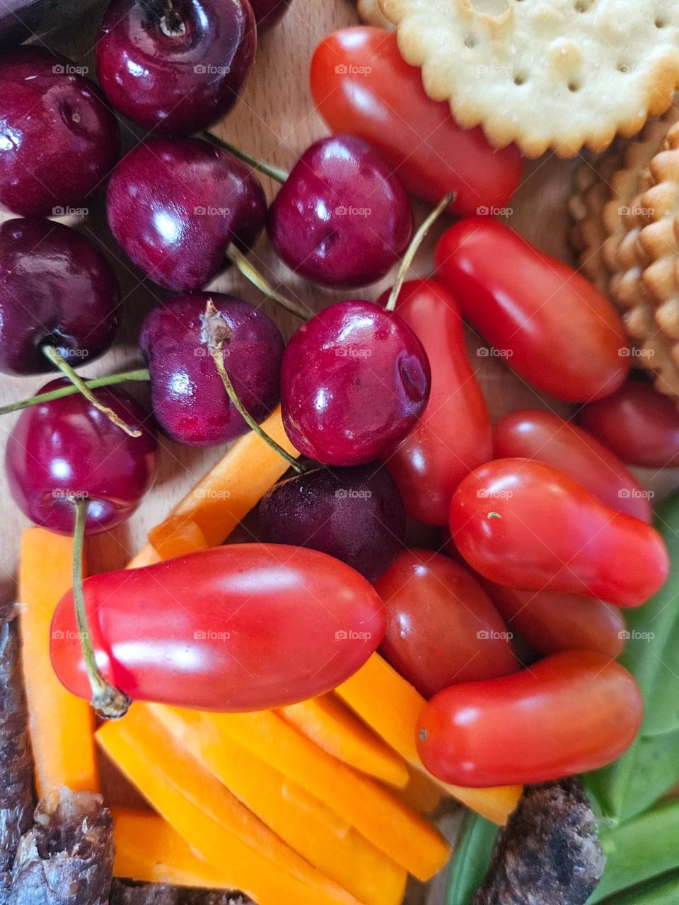 Colourful snacks. Tomatoes, cherry, carrots 
