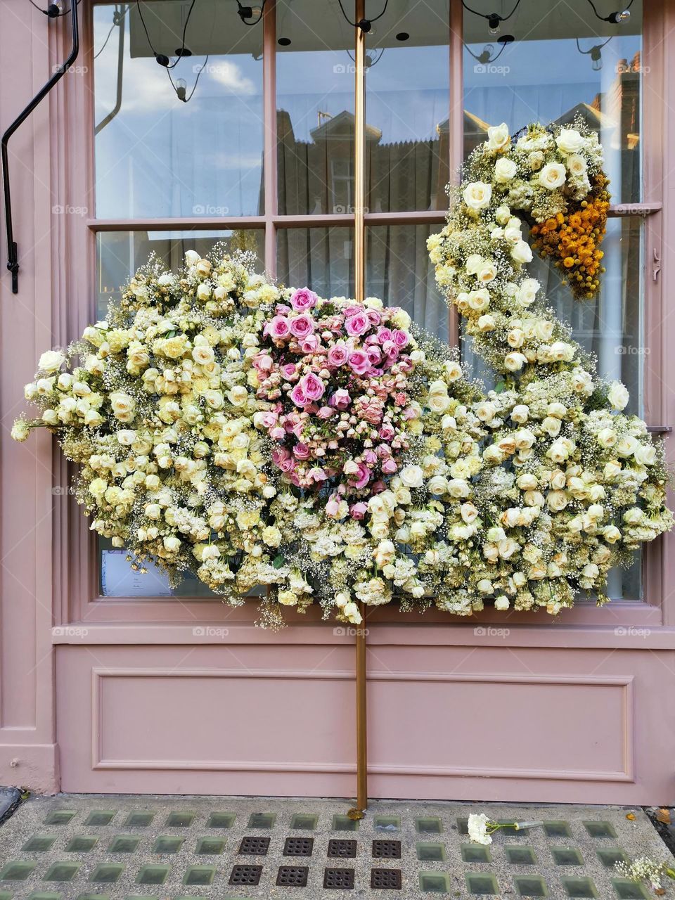 Baby pink colour. Beautiful flowers decor.