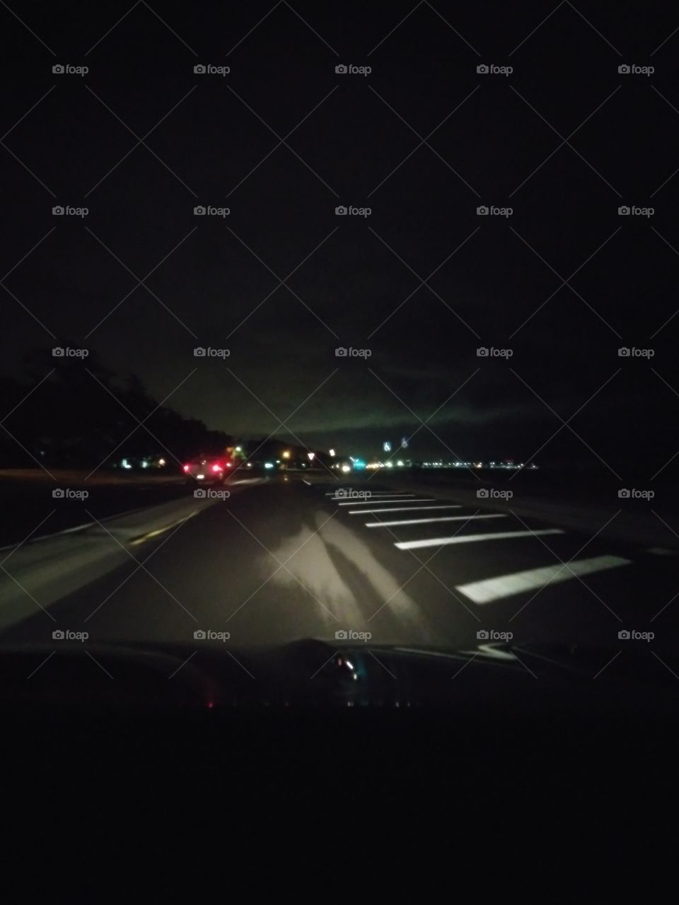 Driving on a windy rainy night
